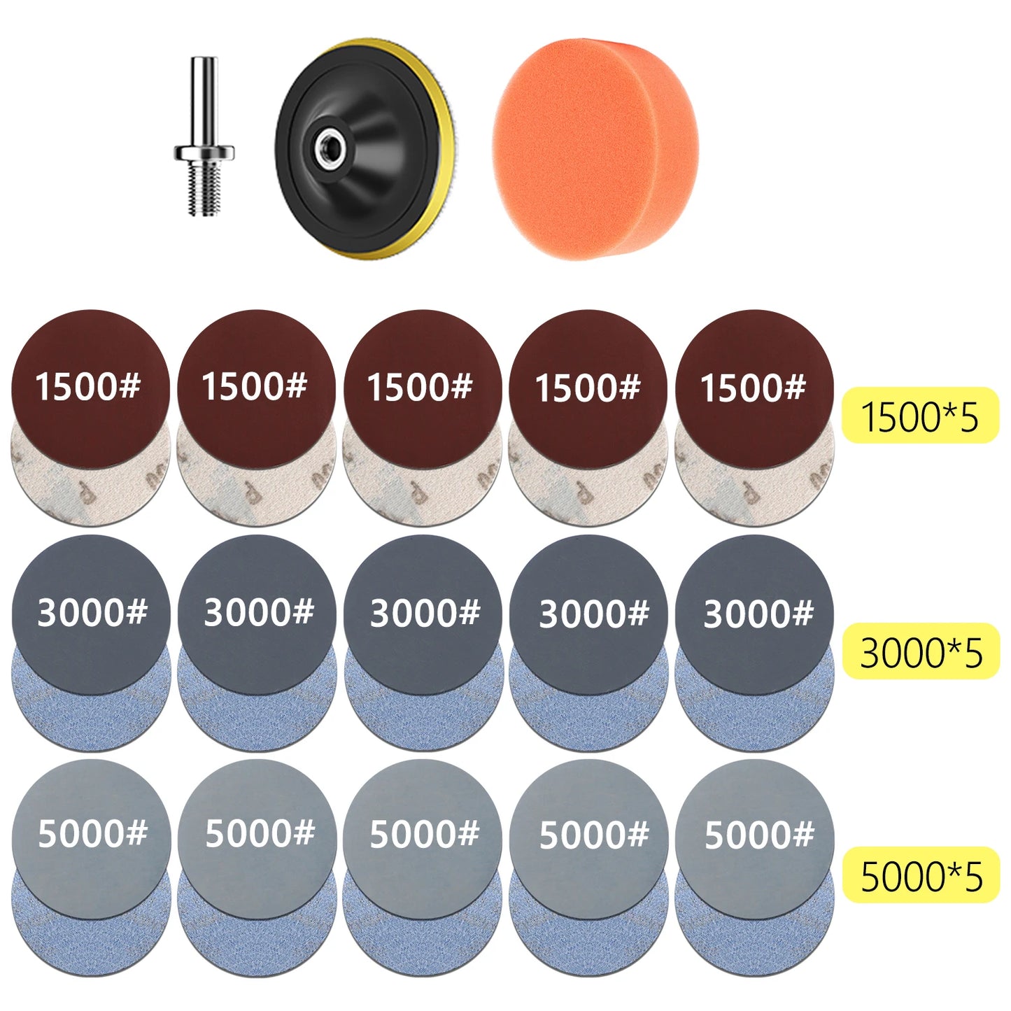 Headlight Repair Restoration Kit Car Polishing Disc 3inch 75mm Auto Waxing Sponge Sanding Pad With Sandpaper For Car Detailing