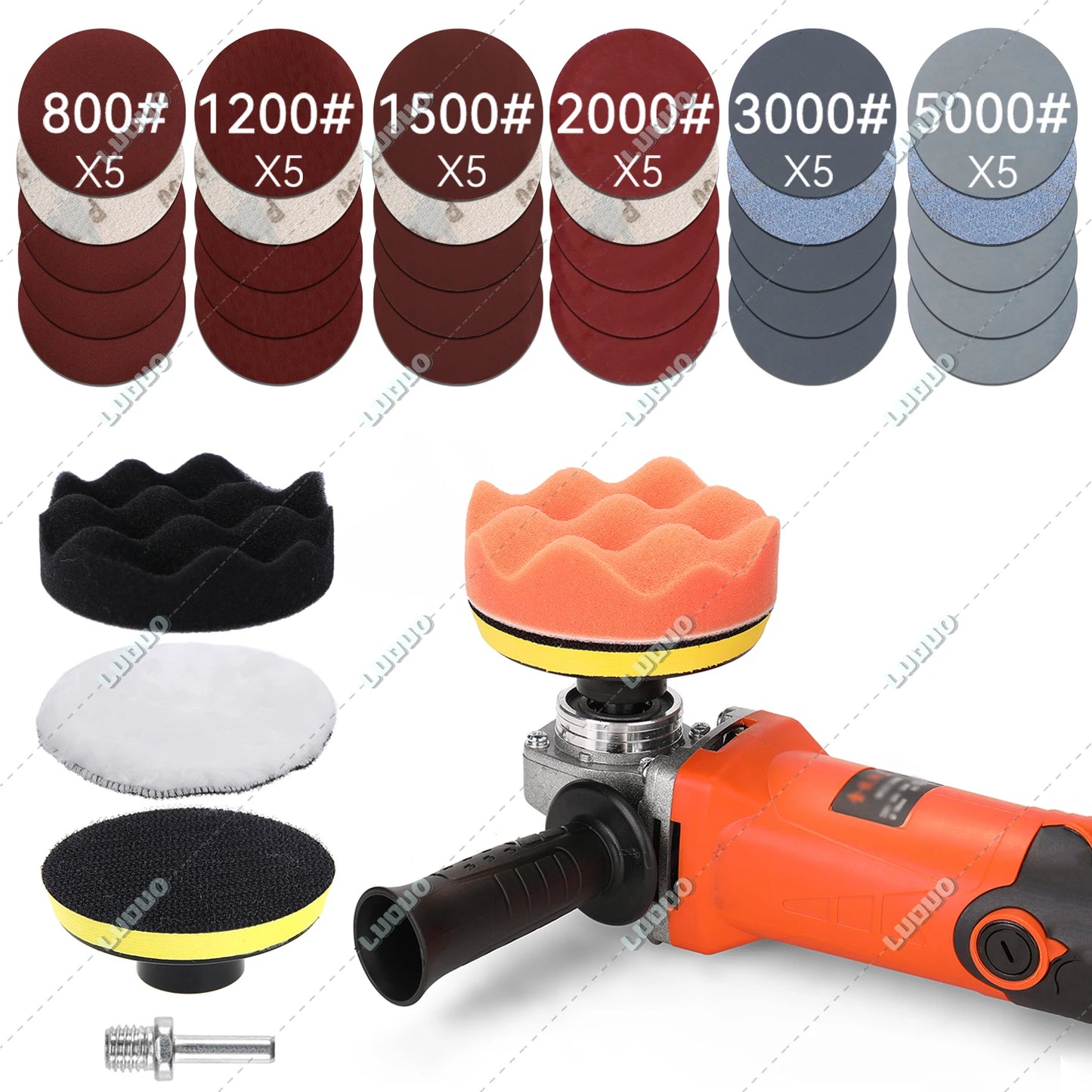 Headlight Repair Restoration Kit Car Polishing Disc 3inch 75mm Auto Waxing Sponge Sanding Pad With Sandpaper For Car Detailing