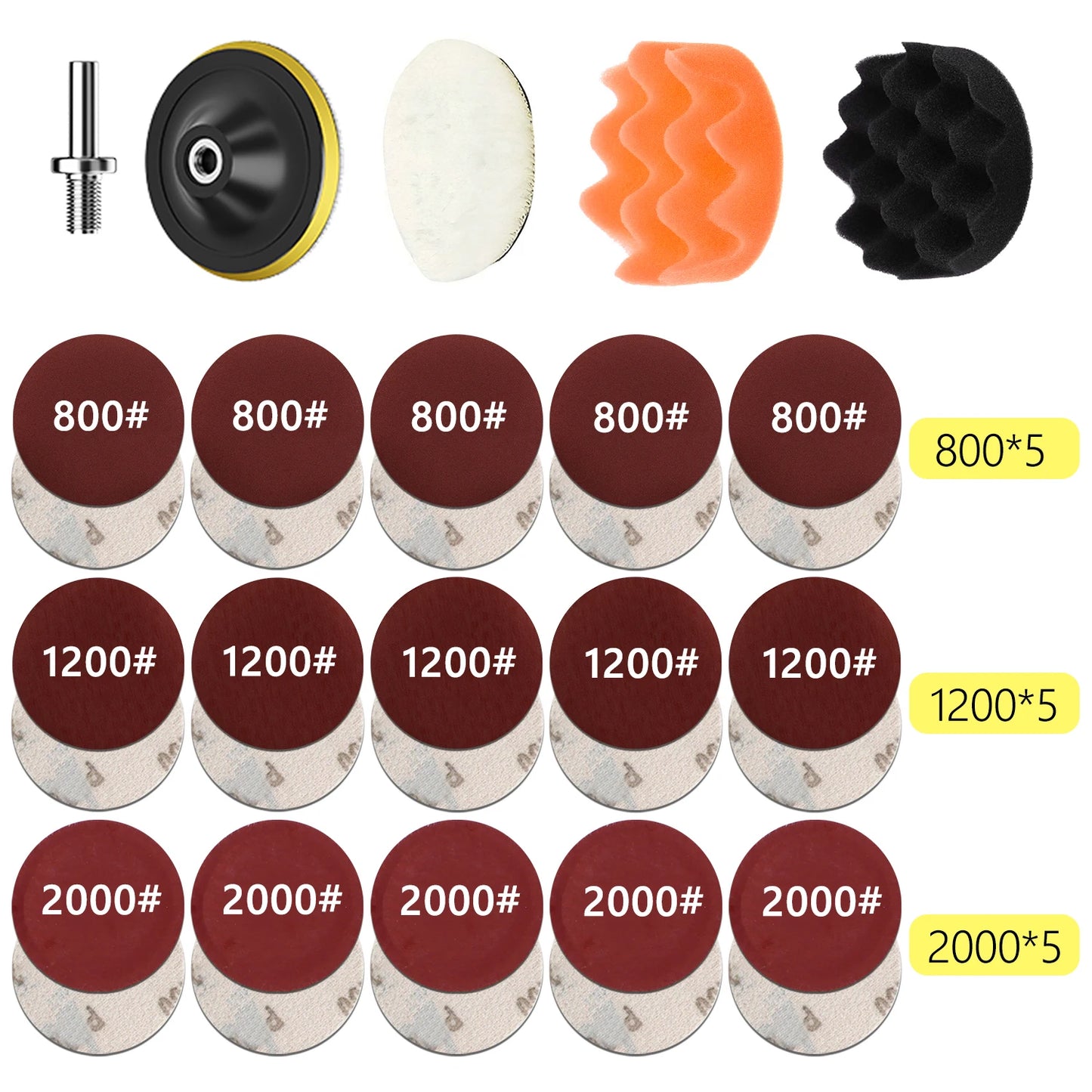 Headlight Repair Restoration Kit Car Polishing Disc 3inch 75mm Auto Waxing Sponge Sanding Pad With Sandpaper For Car Detailing