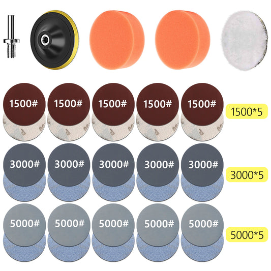 Headlight Repair Restoration Kit Car Polishing Disc 3inch 75mm Auto Waxing Sponge Sanding Pad With Sandpaper For Car Detailing