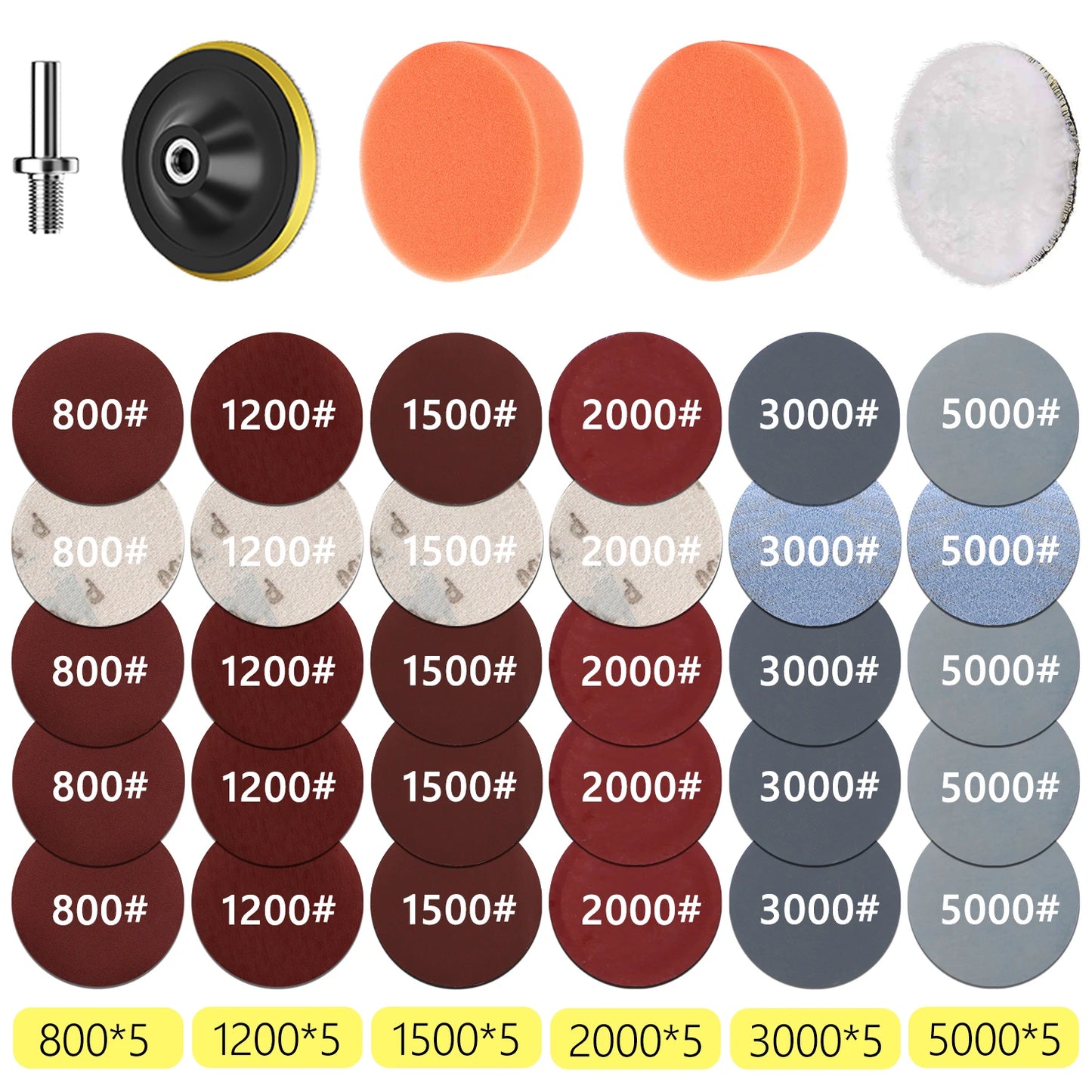Headlight Repair Restoration Kit Car Polishing Disc 3inch 75mm Auto Waxing Sponge Sanding Pad With Sandpaper For Car Detailing