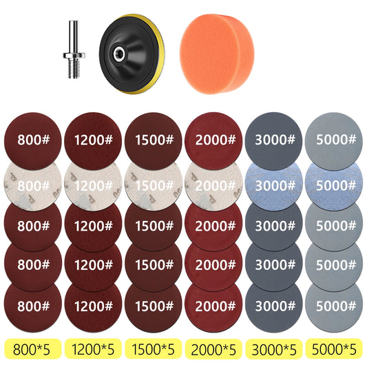 Headlight Repair Restoration Kit Car Polishing Disc 3inch 75mm Auto Waxing Sponge Sanding Pad With Sandpaper For Car Detailing