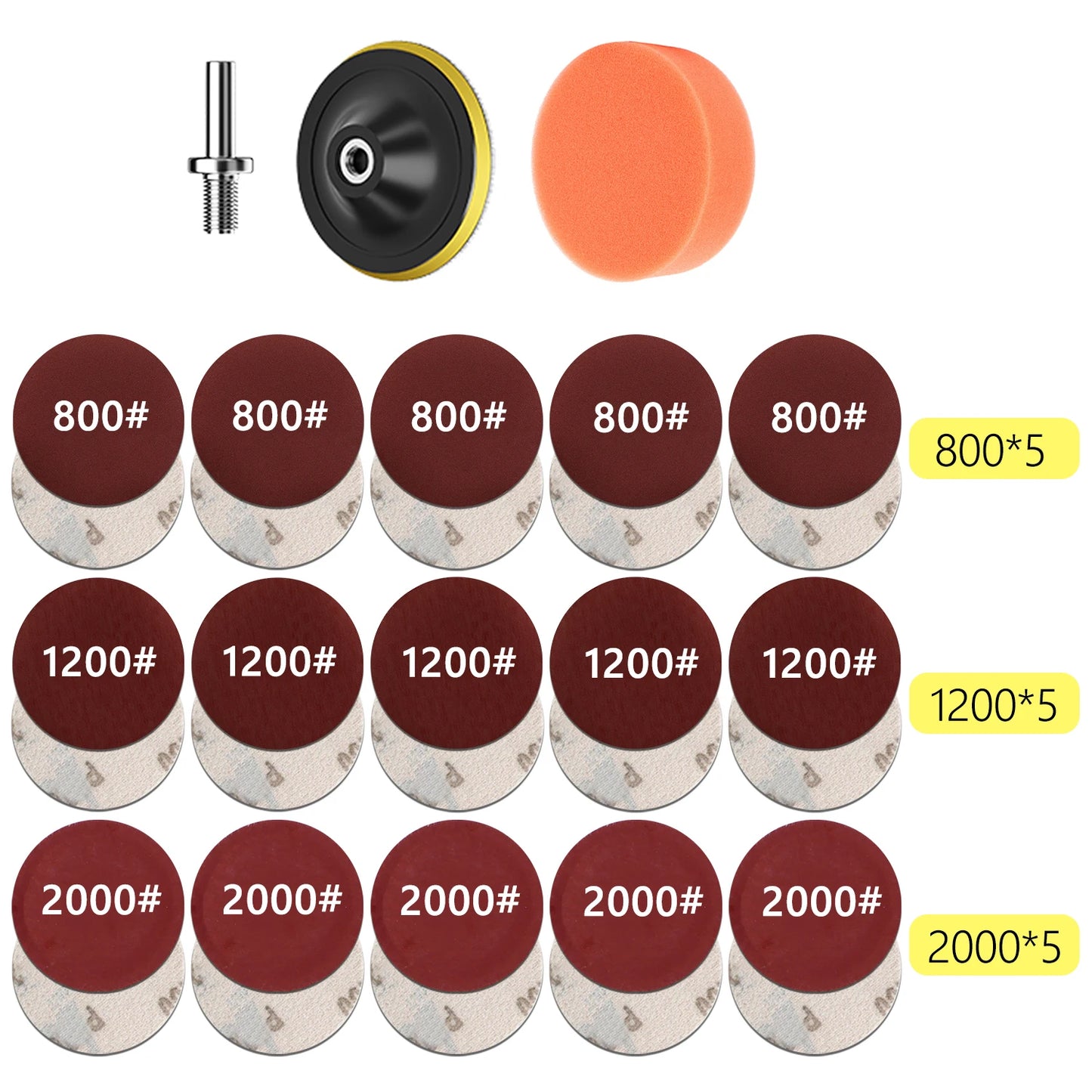 Headlight Repair Restoration Kit Car Polishing Disc 3inch 75mm Auto Waxing Sponge Sanding Pad With Sandpaper For Car Detailing